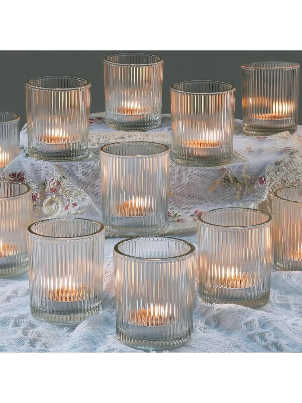 48 Pack Votive Candle Holders for Weddings, Events, Home Decor Centerpieces